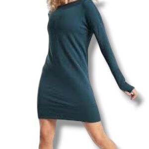 Athleta Studio Barre Teal Long Sleeve Dress  S